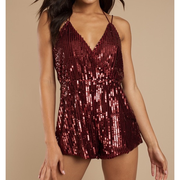 Tobi NWT wine sequin romper - Picture 2 of 4